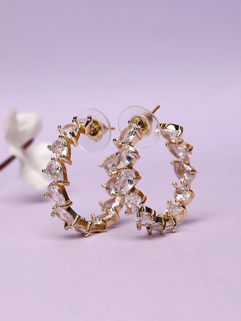 women circular white stone hoop earrings - 21667906 - Zoom Image - 0