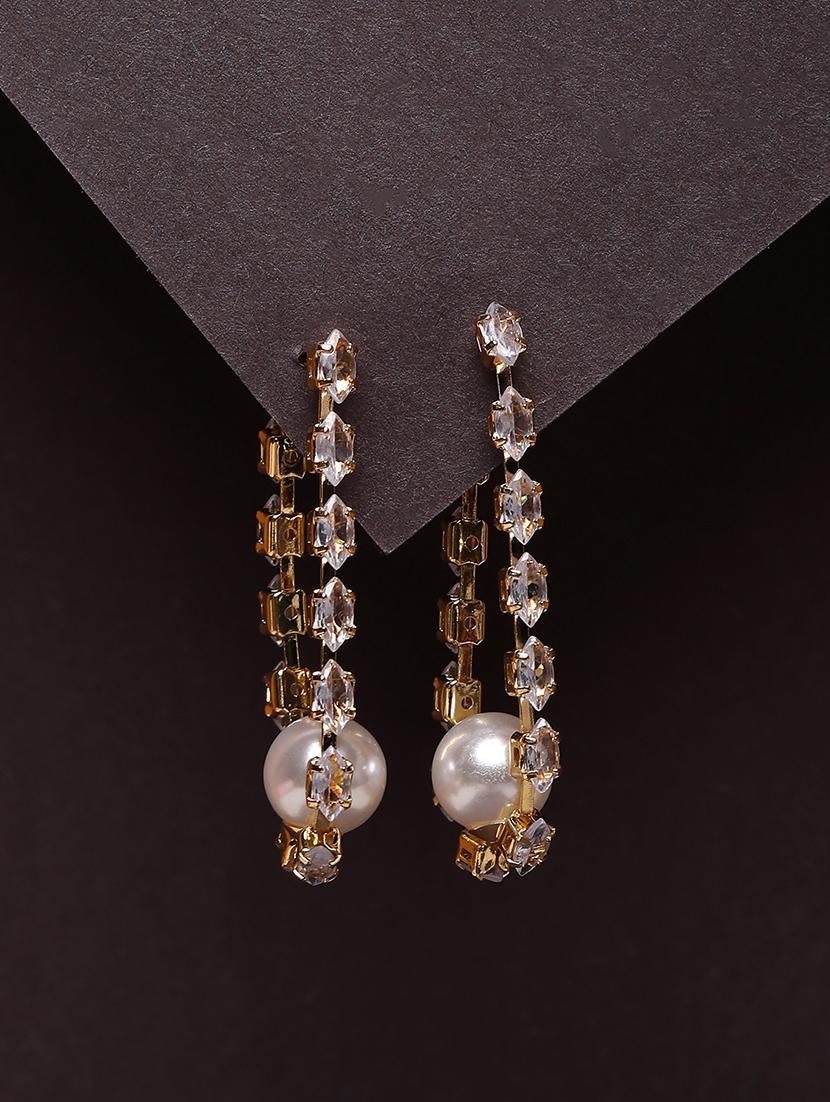 women white stone pearl design hoop earrings - 21667912 -  Zoom Image - 0