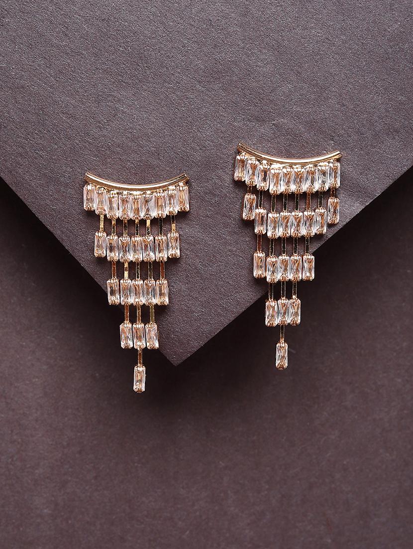 women white stone gold plated chandelier earrings - 21667914 - Zoom Image - 0