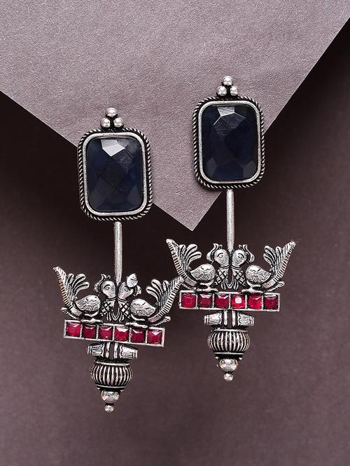 multi color studded silver plated oxidized chandelier earrings - 21667941 -  Standard Image - 0