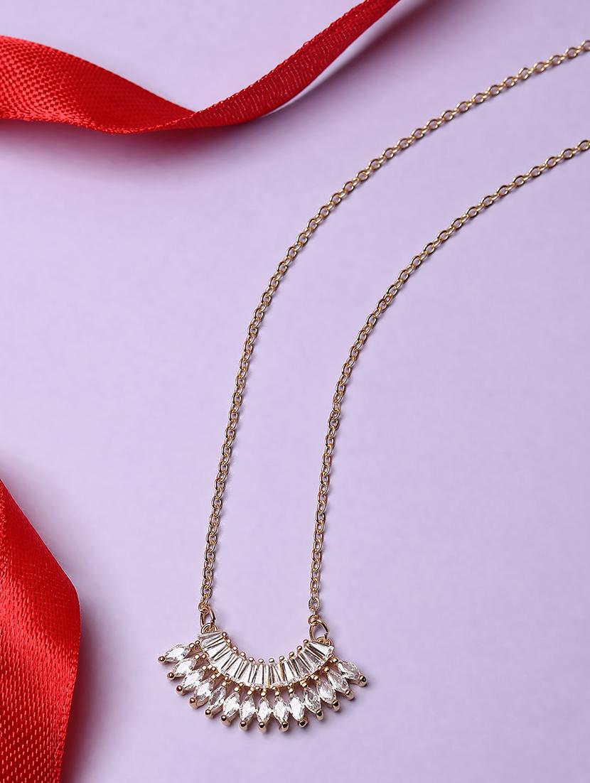 women stone gold plated pendant chain necklace  - 21667961 -  Zoom Image - 0