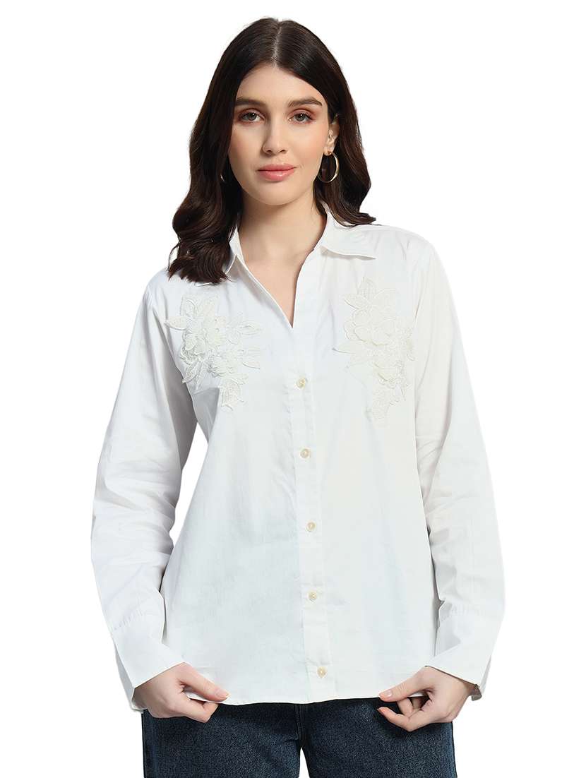 women solid long sleeve regular shirt - 21667976 - Zoom Image - 0
