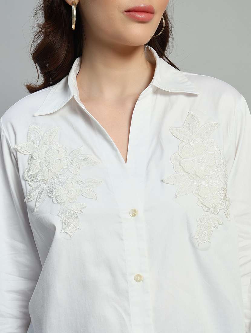 women solid long sleeve regular shirt - 21667976 - Standard Image - 5
