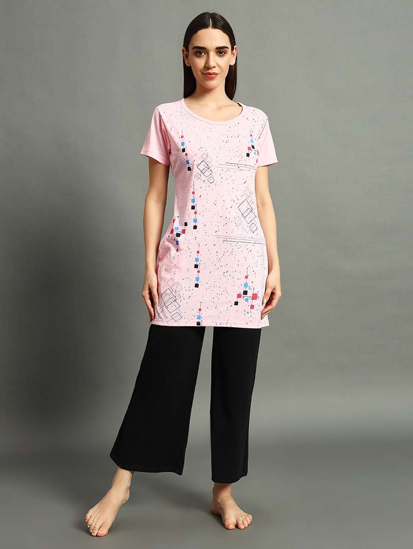 Women Round Neck Printed Sleepwear Regular Tee - 21668159 -  Standard Image - 3