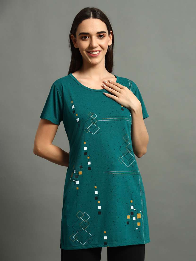 women round neck printed sleepwear regular tee