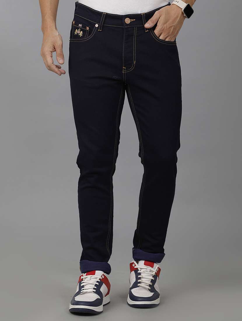 men mid rise slim fit plain jeans