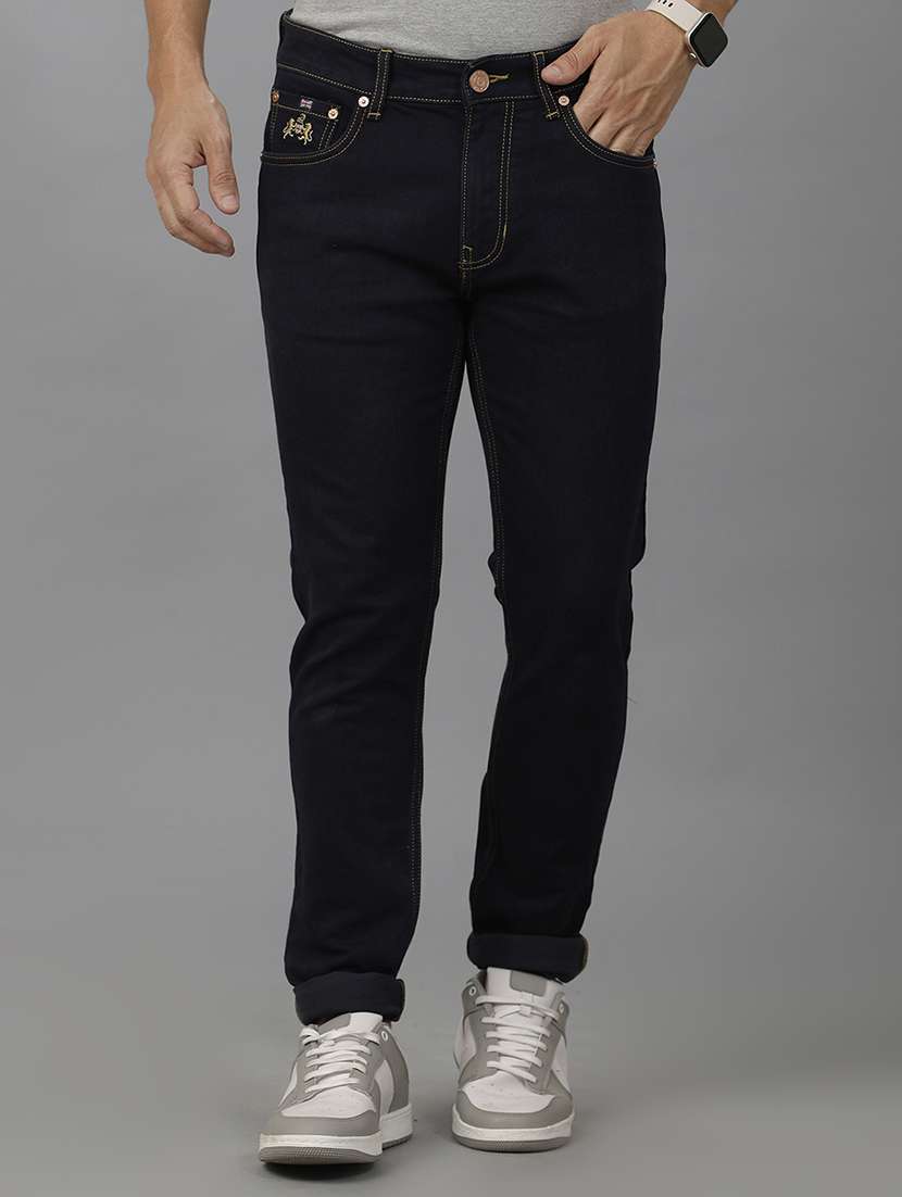men mid rise slim fit plain jeans