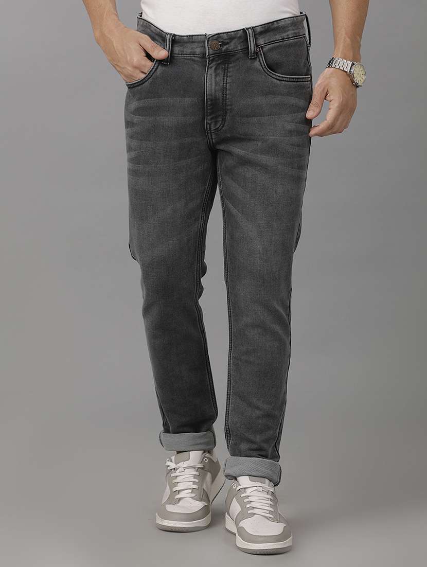 men mid rise slim fit plain jeans