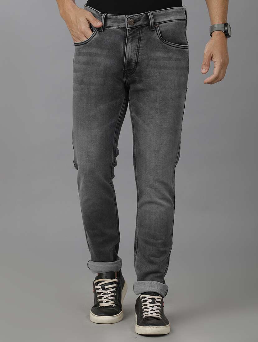 men mid rise slim fit plain jeans