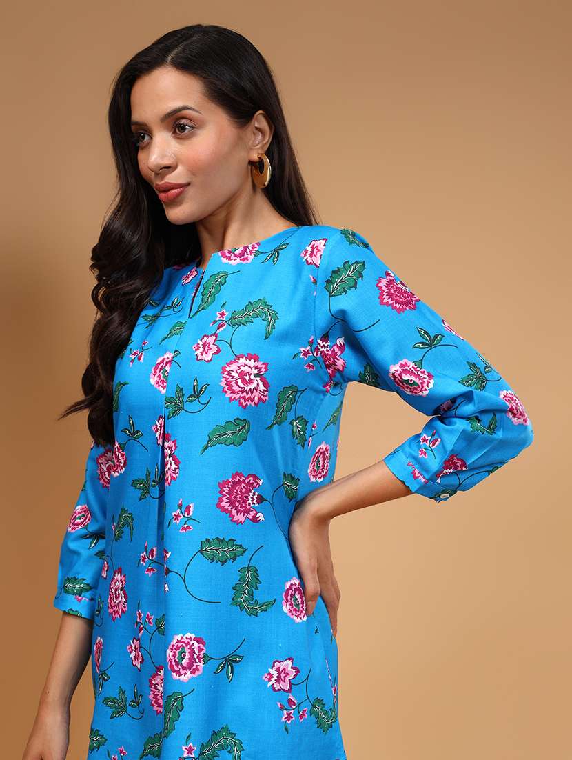 women blue floral printed co-ord sets - 21668318 - Standard Image - 3
