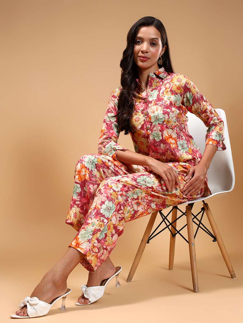 women pink floral printed co-ord sets - 21668325 -  Standard Image - 3