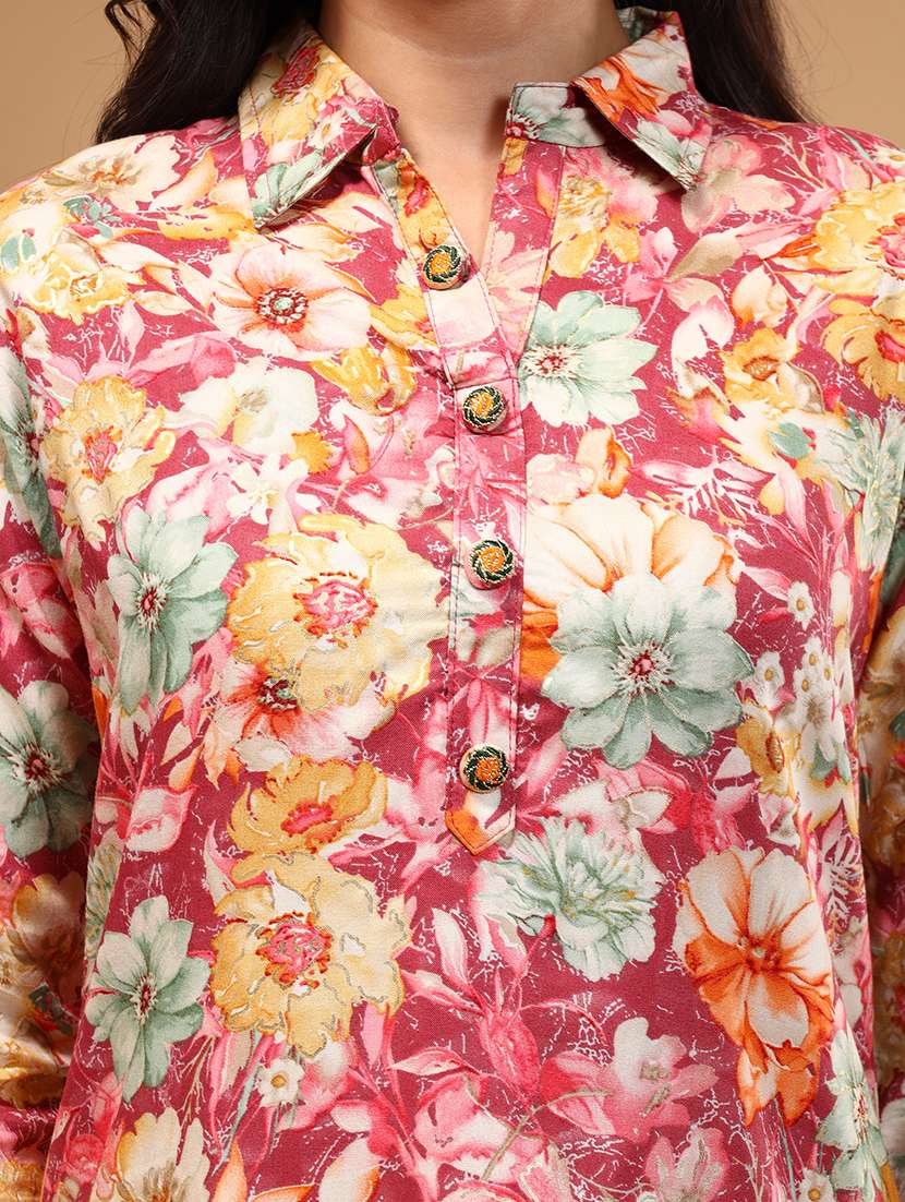 women pink floral printed co-ord sets - 21668325 -  Standard Image - 5