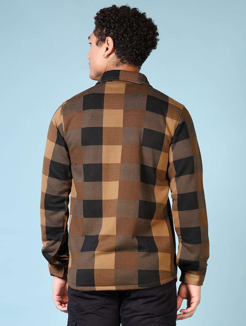 men long sleeves checkered shacket - 21668383 -  Standard Image - 3