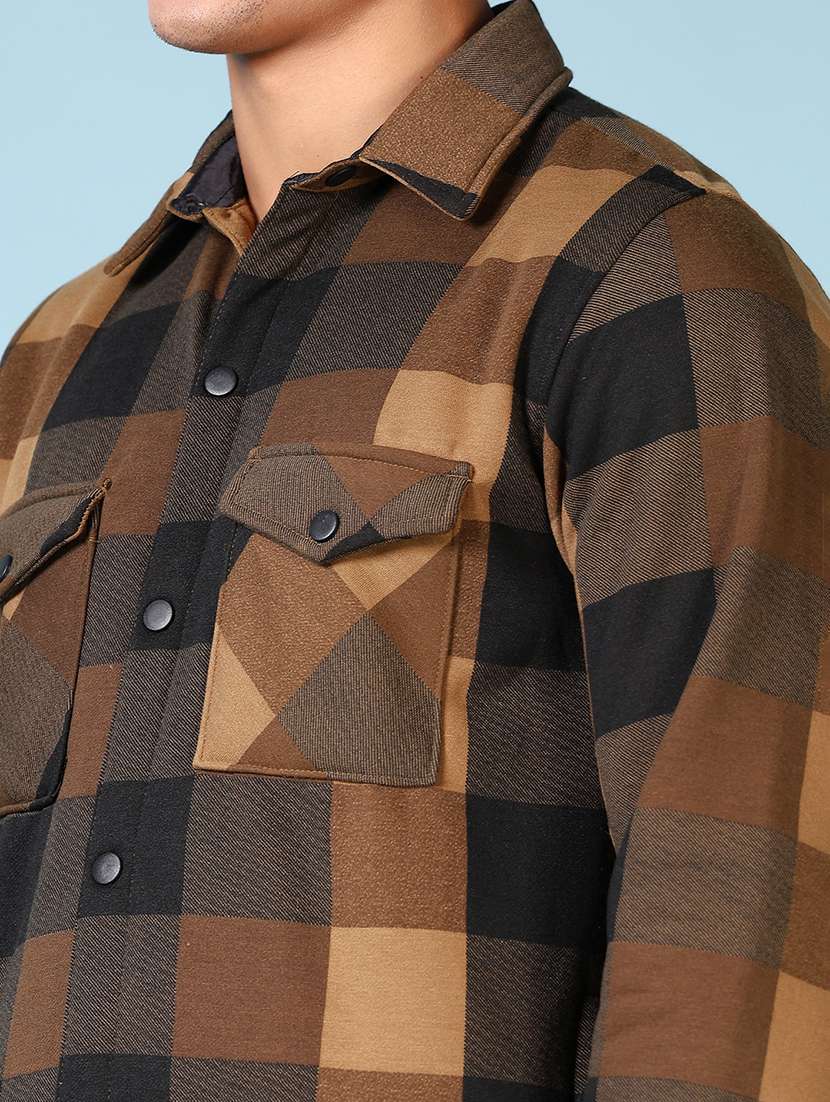 men long sleeves checkered shacket - 21668383 -  Standard Image - 5