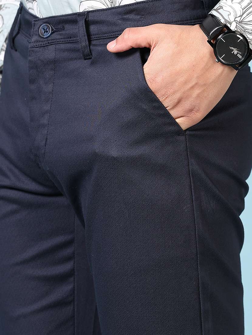 men solid mid rise flat front casual trouser - 21668405 -  Standard Image - 5