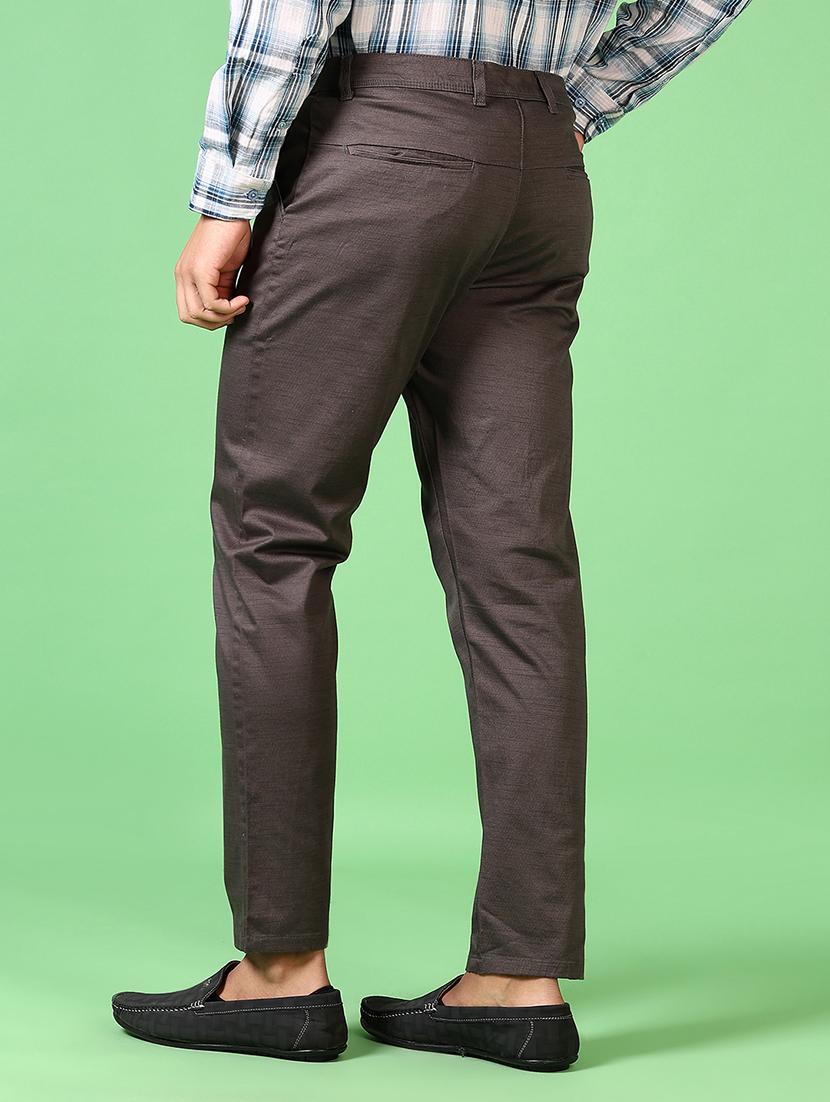 men solid mid rise flat front casual trouser - 21668407 - Standard Image - 3