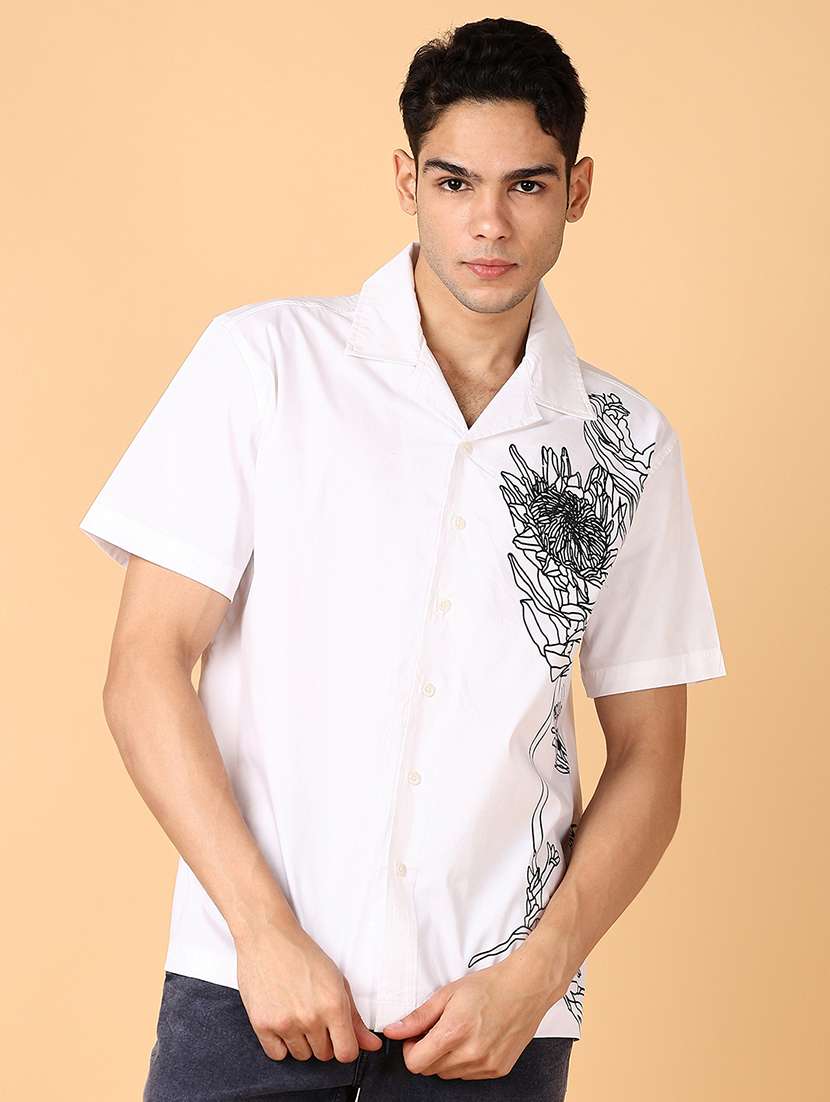 men floral short sleeve casual shirt