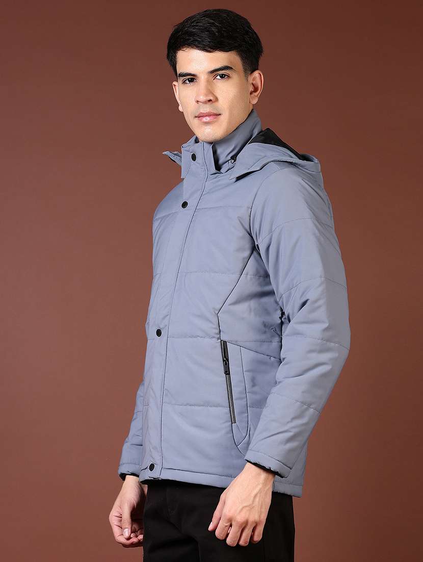men's blue hooded quilted long sleeve jacket - 21668440 -  Standard Image - 5