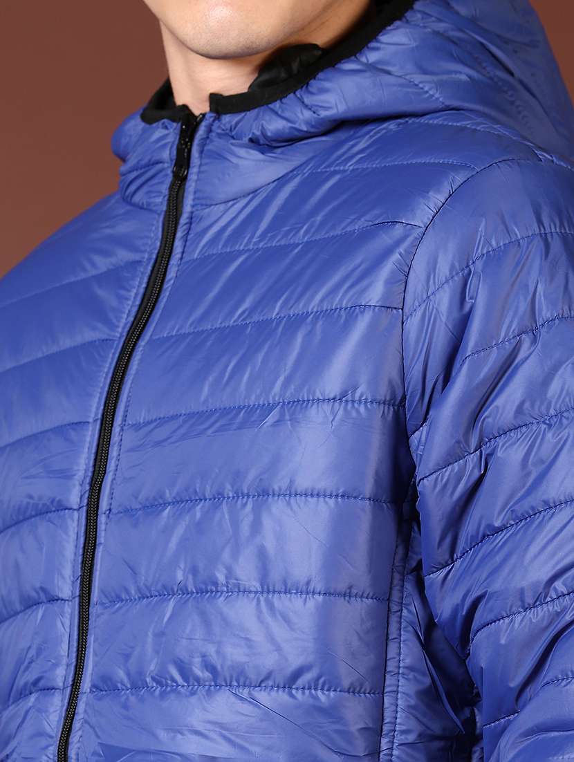 men's blue quilted hooded puffer jacket - 21668443 -  Standard Image - 3