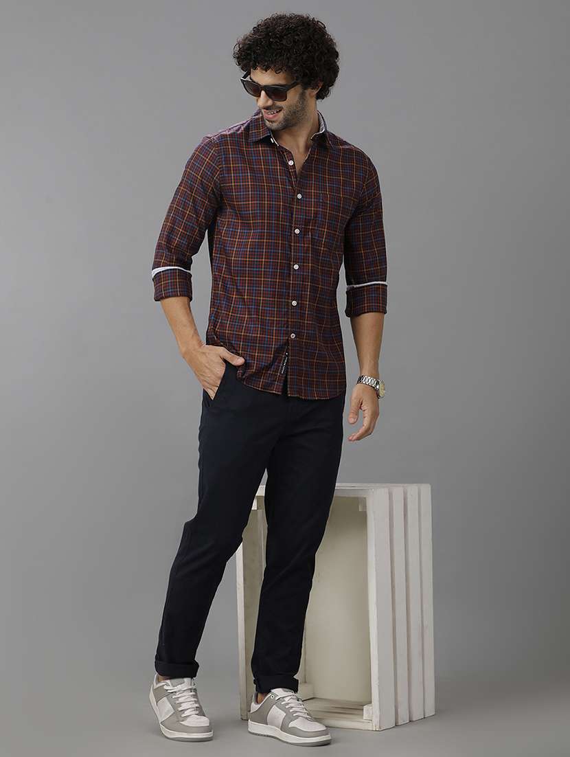 men long sleeve checkered casual shirt - 21668600 -  Standard Image - 3