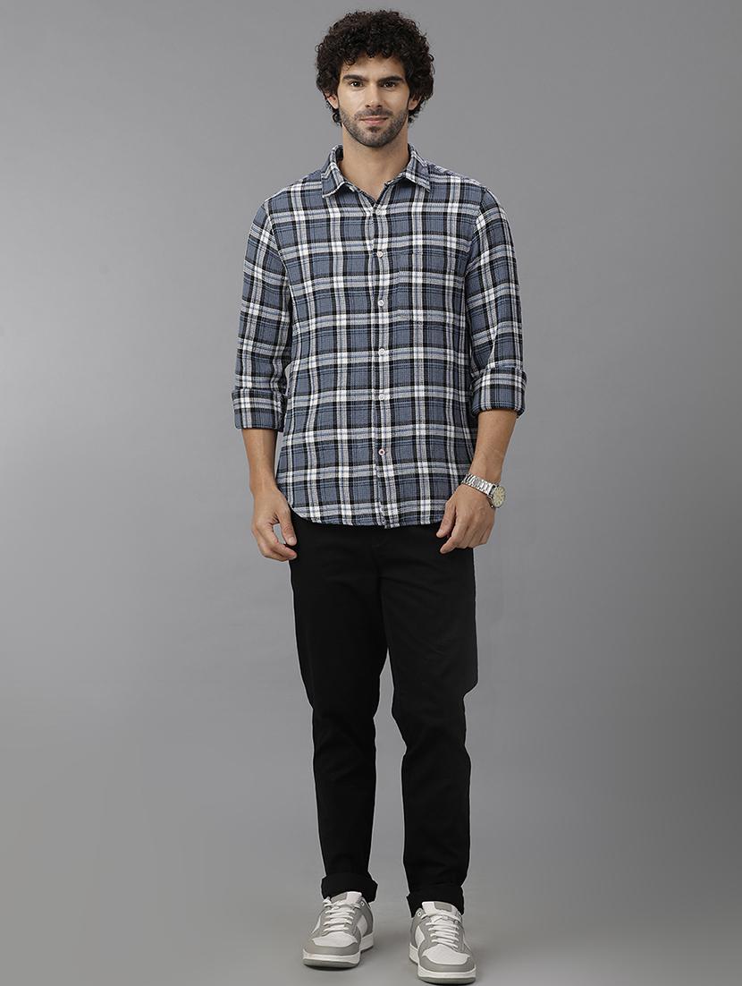 men checkered long sleeve casual shirt - 21668617 - Standard Image - 3