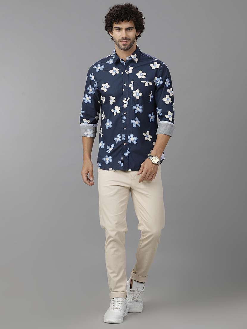 men floral printed long sleeve casual shirt - 21668620 -  Standard Image - 3