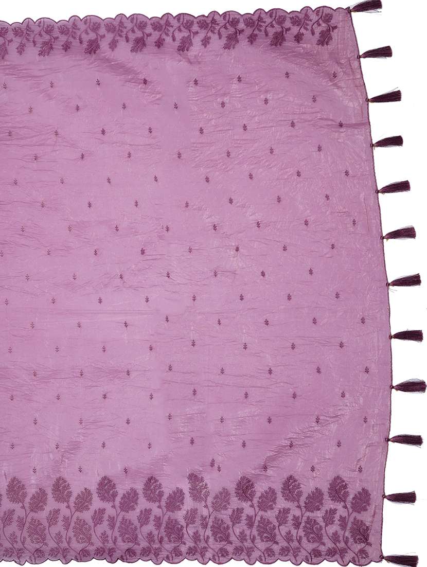 women purple embroidered saree with blouse - 21668649 - Standard Image - 5