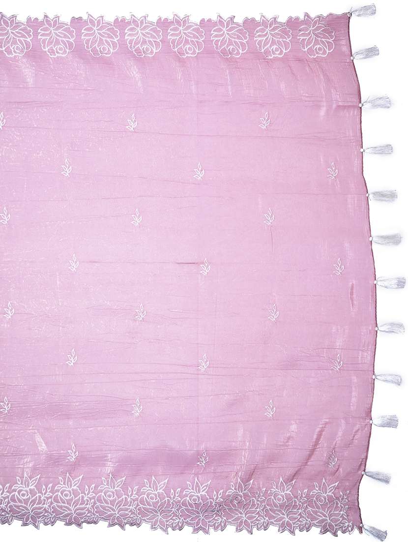 women pink embroidered saree with blouse - 21668652 - Standard Image - 5