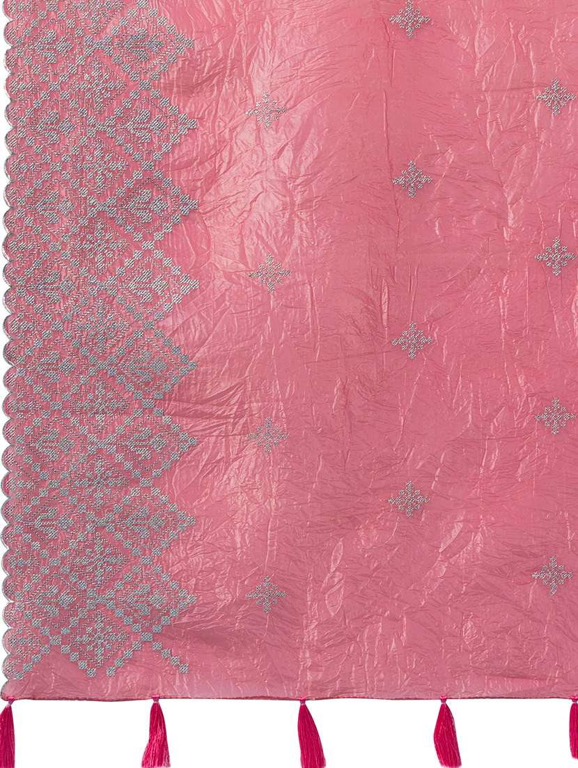 women pink embroidered saree with blouse - 21668657 - Standard Image - 5