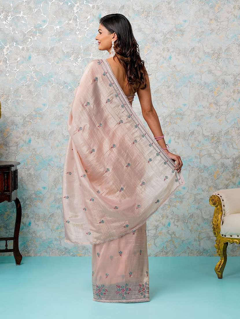 women beige embroidered saree with blouse - 21668664 - Standard Image - 3