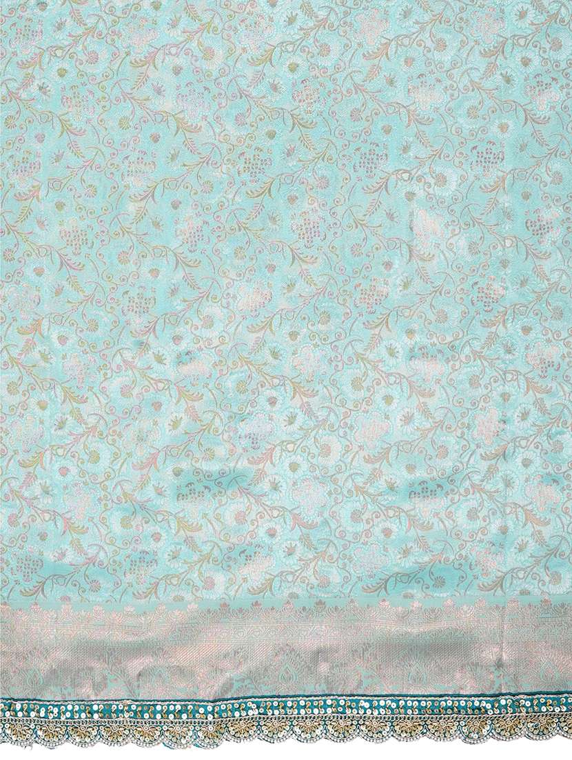 women light blue self design banarasi saree with blouse - 21668676 - Standard Image - 5