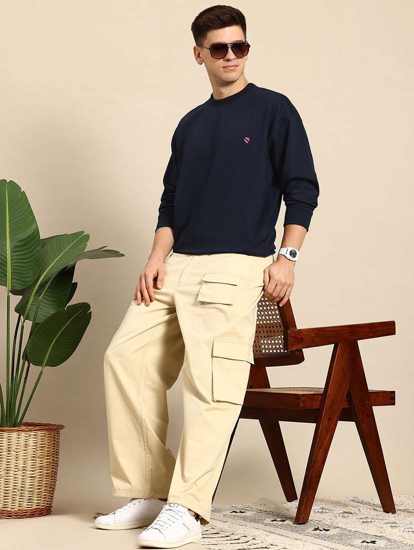 men long sleeve plain sweatshirt - 21668679 - Standard Image - 3
