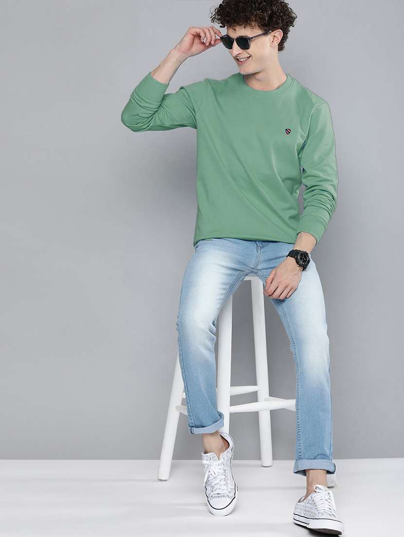 men long sleeve plain sweatshirt - 21668683 - Standard Image - 3