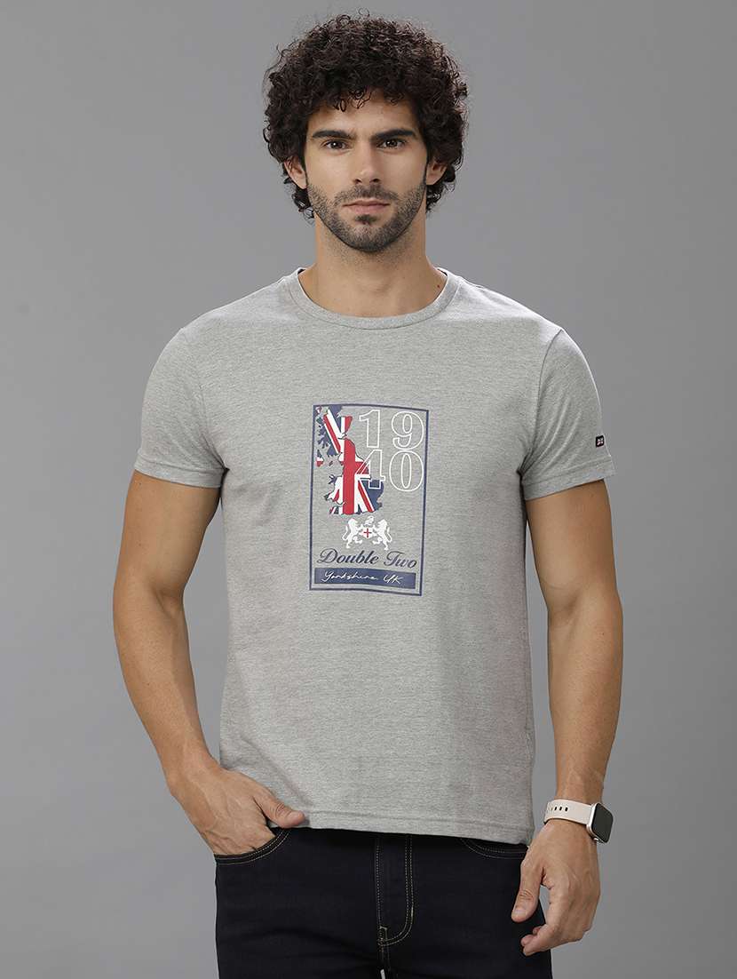 men round neck front print t-shirt