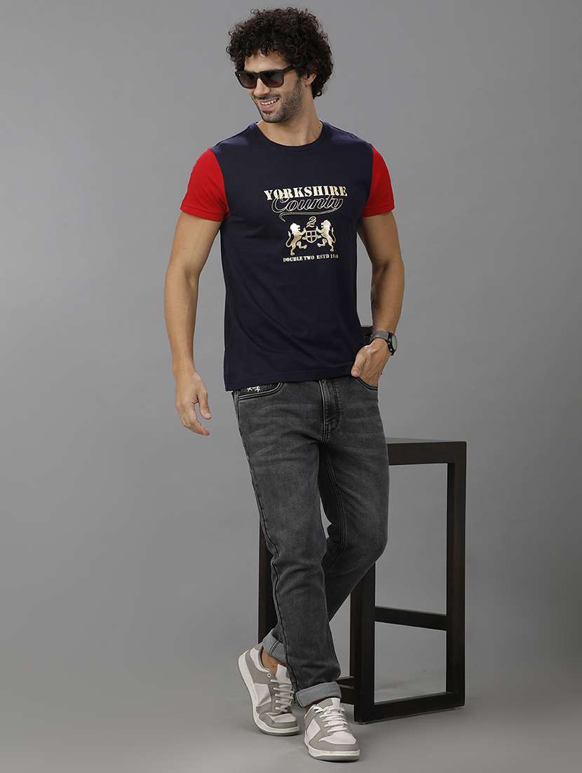 men crew neck front print t-shirt - 21668716 -  Standard Image - 3