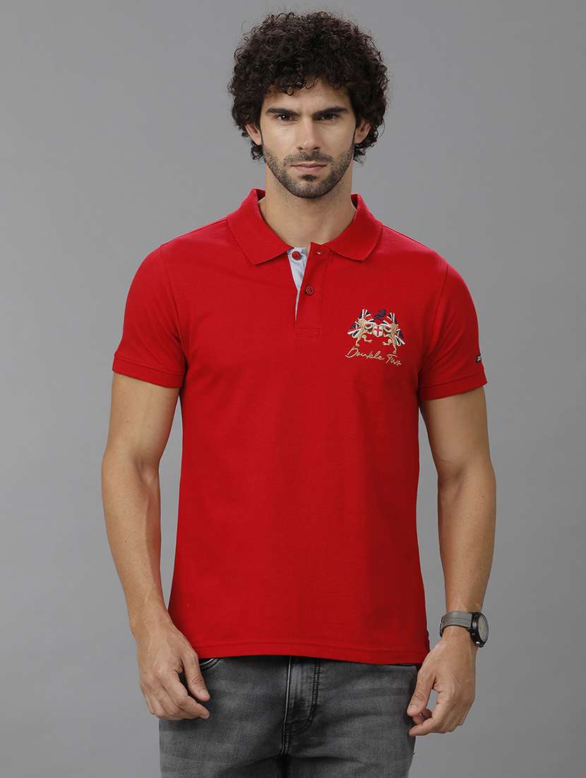 men short sleeve placement print polo t-shirt