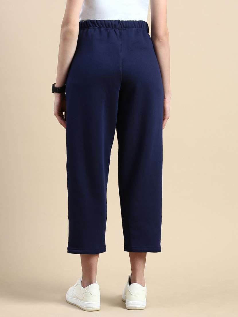 women navy blue polyester chinos trouser - 21668960 -  Standard Image - 3