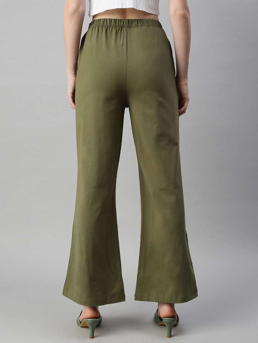 women solid high rise bootcut trouser - 21668963 -  Standard Image - 3