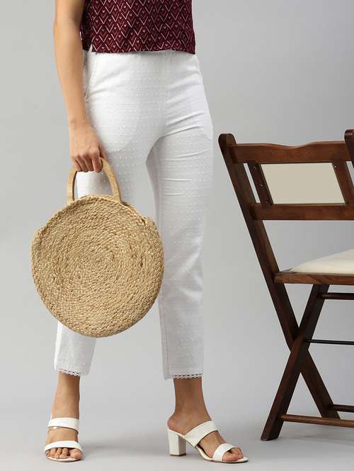 women self designed mid rise tapered pant - 21668982 -  Standard Image - 0