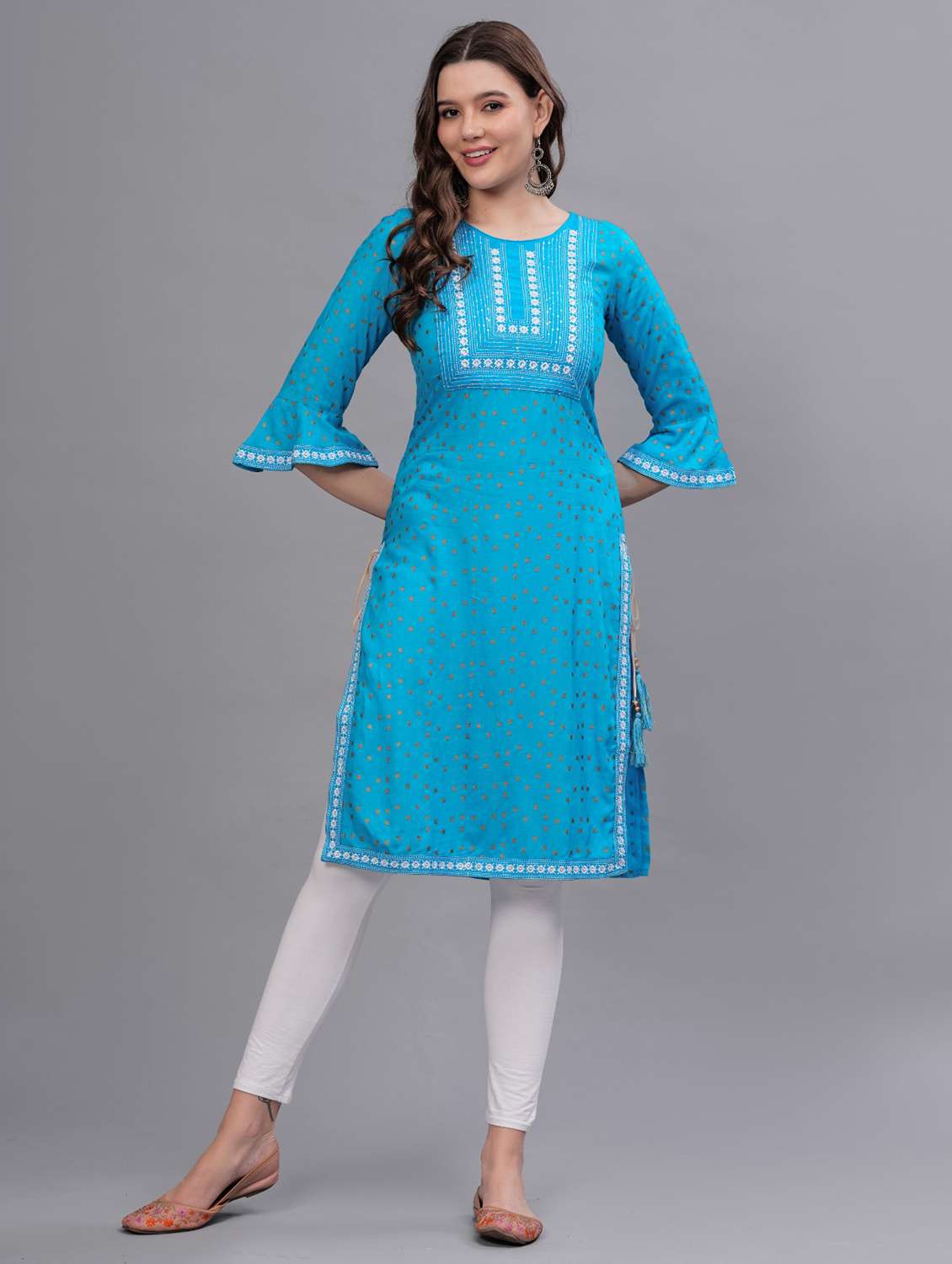 women printed round neck straight kurta - 21669404 -  Zoom Image - 0