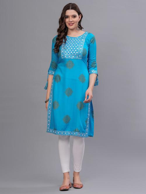 women printed round neck straight kurta - 21669413 -  Standard Image - 0