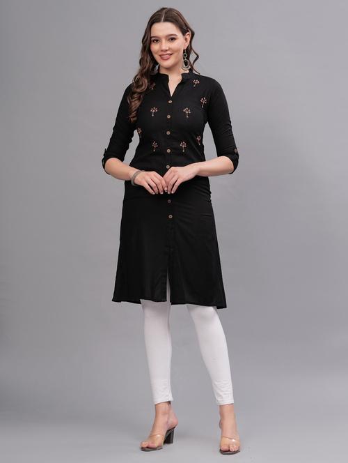 women embellished mandarin neck a-line kurta - 21669422 -  Standard Image - 0