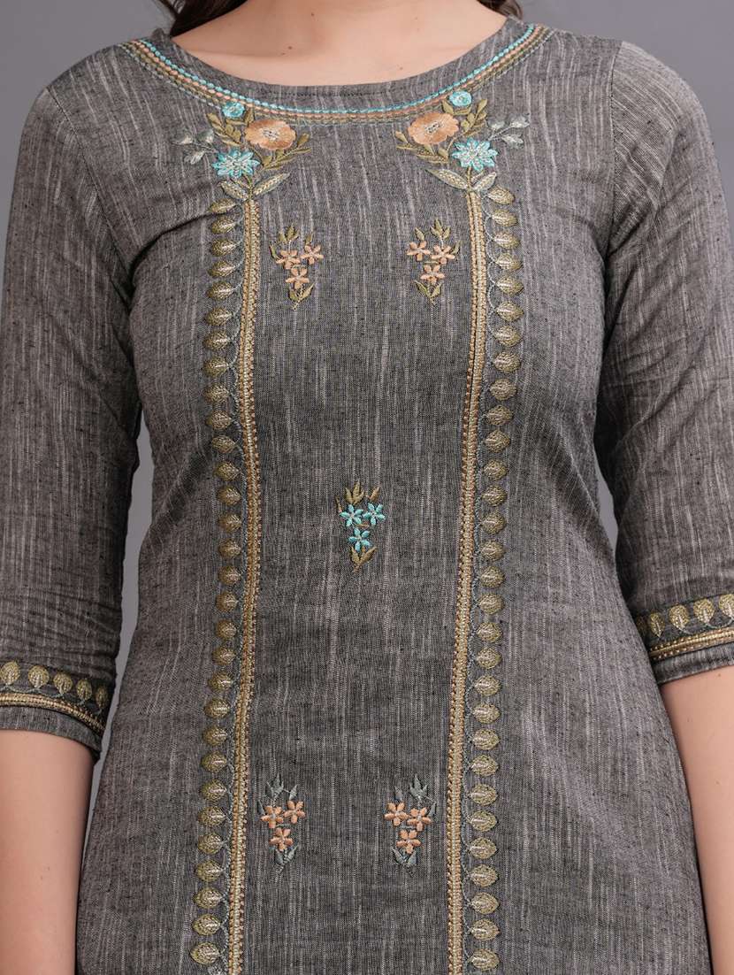women embroidered round neck kurta pant set - 21669441 - Standard Image - 5