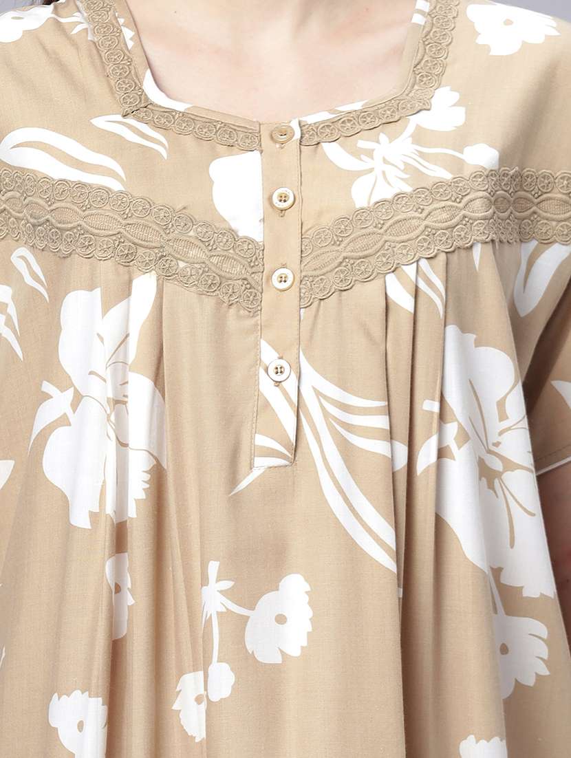 women printed short sleeves nighty - 21669468 -  Standard Image - 5