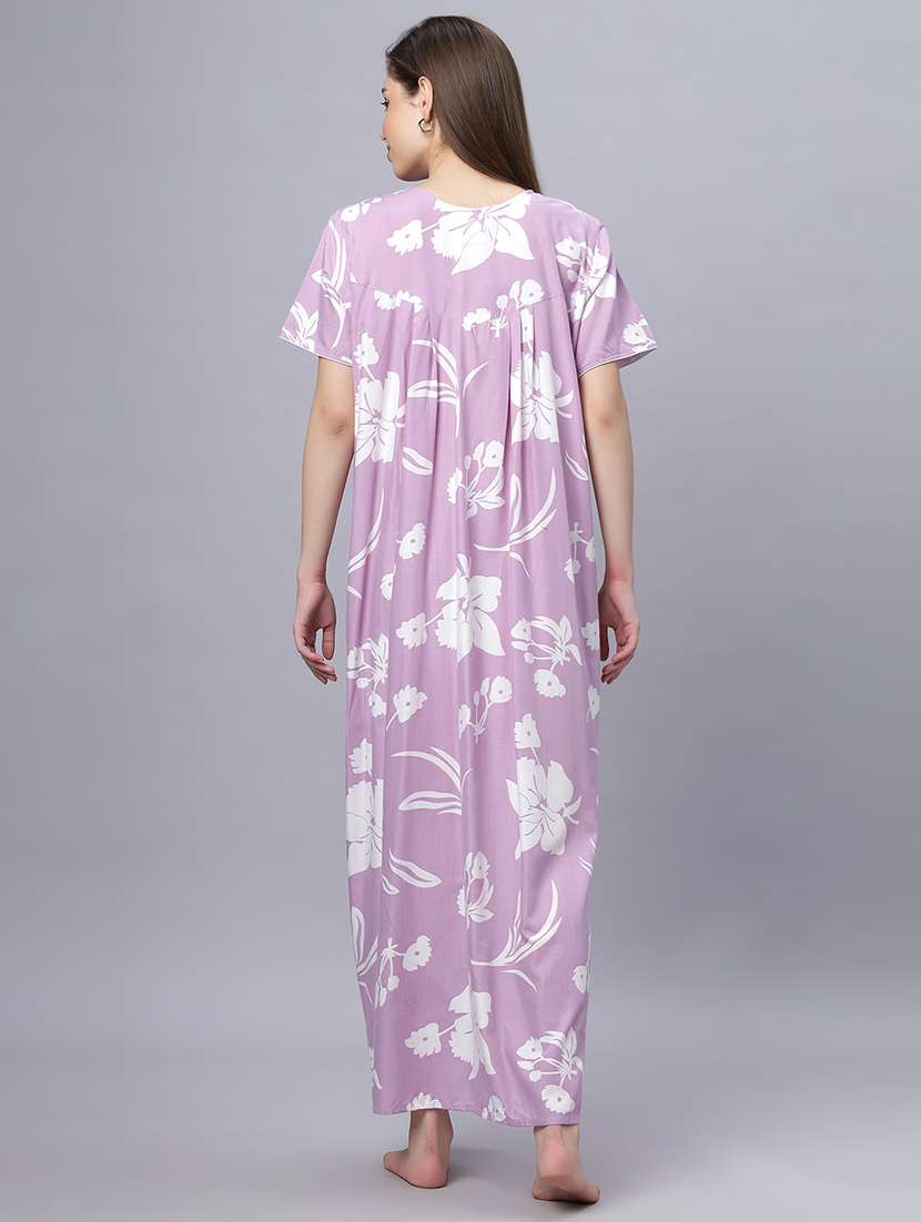 women printed short sleeves nighty - 21669470 -  Standard Image - 3