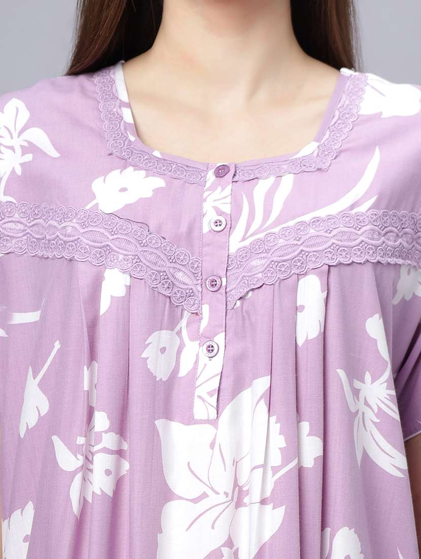 women printed short sleeves nighty - 21669470 -  Standard Image - 5