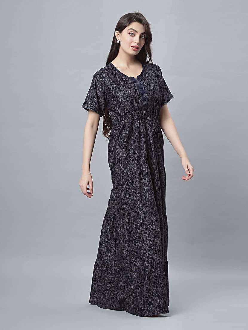 women printed short sleeves nighty - 21669477 -  Standard Image - 3