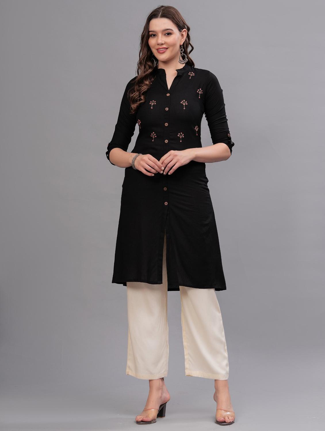 women embellished mandarin neck kurta pant set - 21669495 - Zoom Image - 0