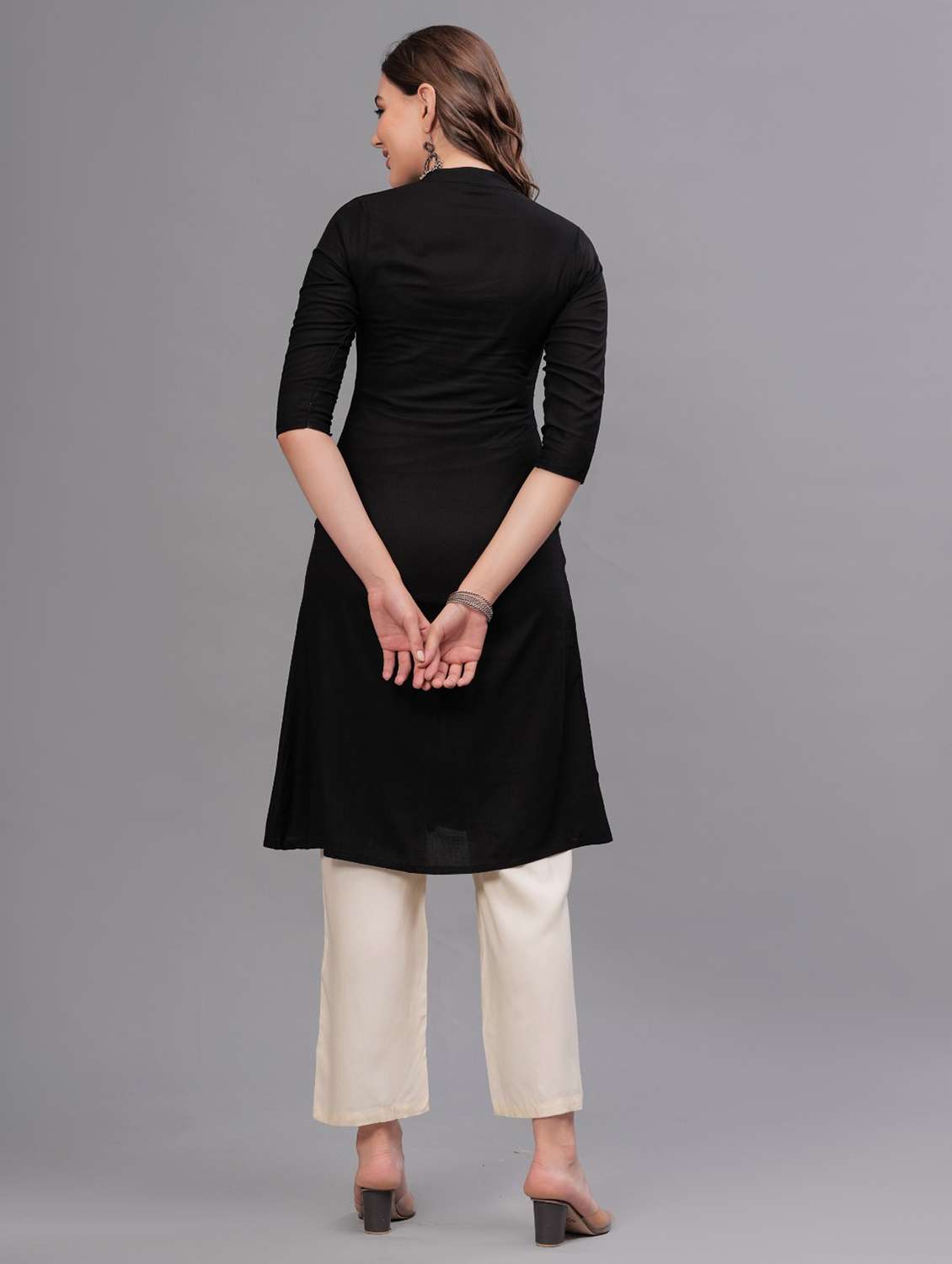 women embellished mandarin neck kurta pant set - 21669495 - Standard Image - 3