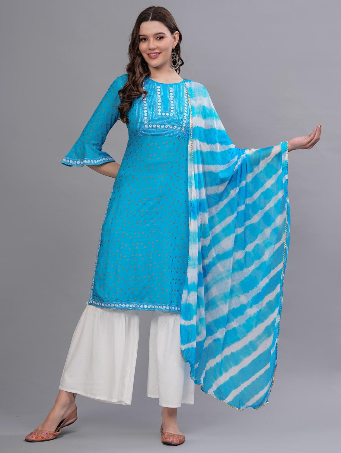 women printed kurta sharara set with dupatta - 21669504 - Zoom Image - 0